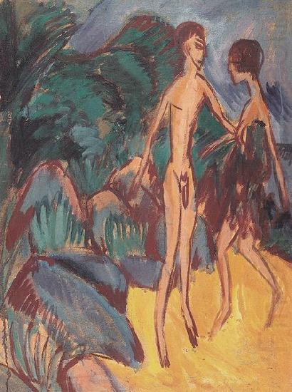 Ernst Ludwig Kirchner Nackter Jungling und Madchen am Strand china oil painting image